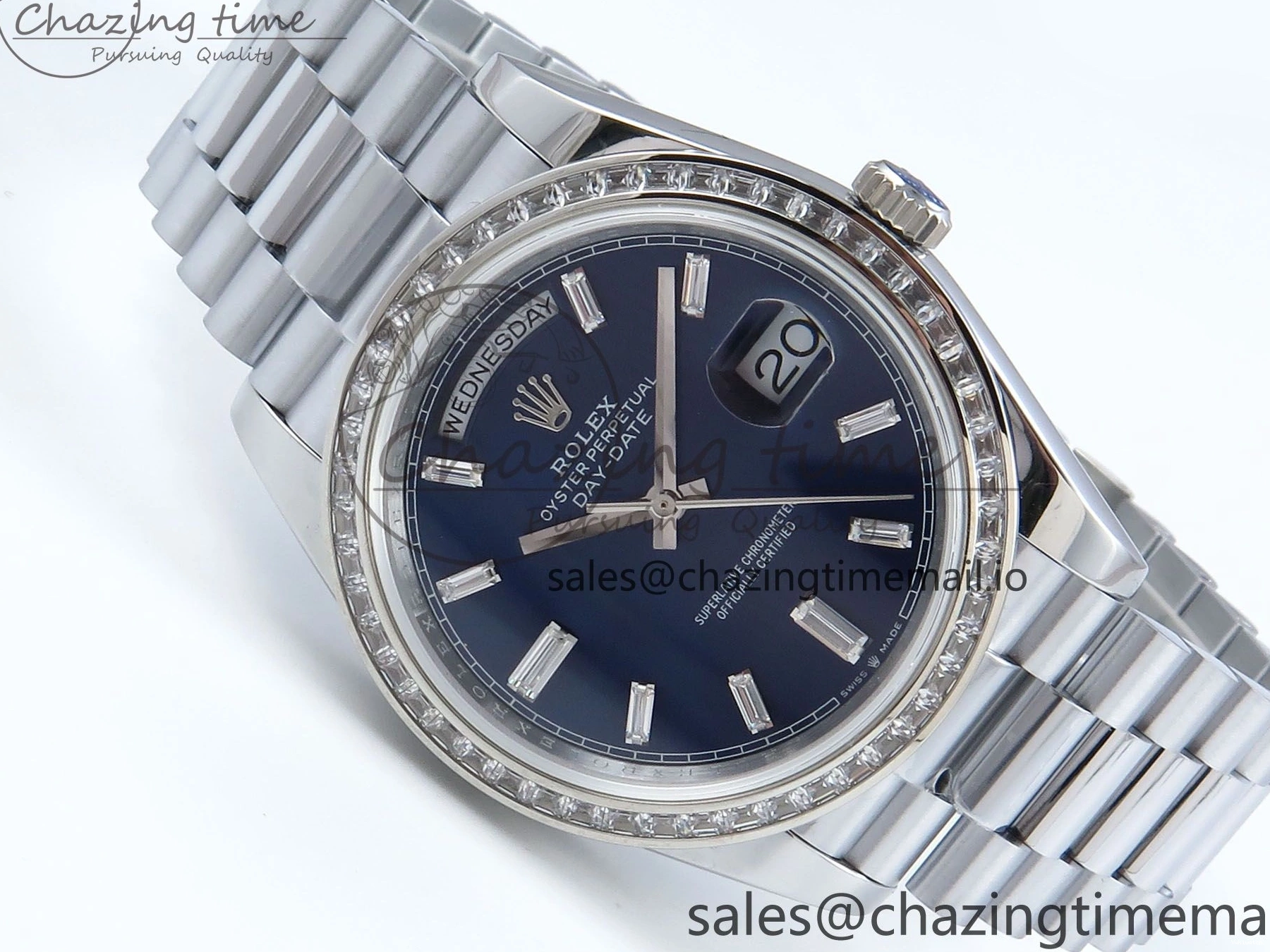 40 Blue Bezel Best 1:1 (Gain Weight) Diamonds Edition SS A2836 Crystal V5 DayDate Dial President Bracelet QF on 0310